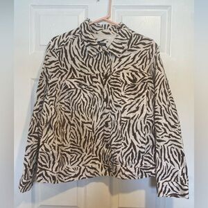 Saint Tropez West Linen Zebra Print Jacker Size 2X